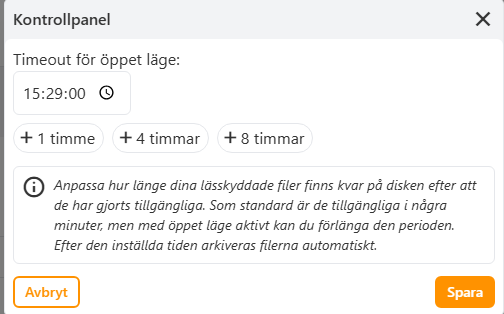 Inställning öppet läge