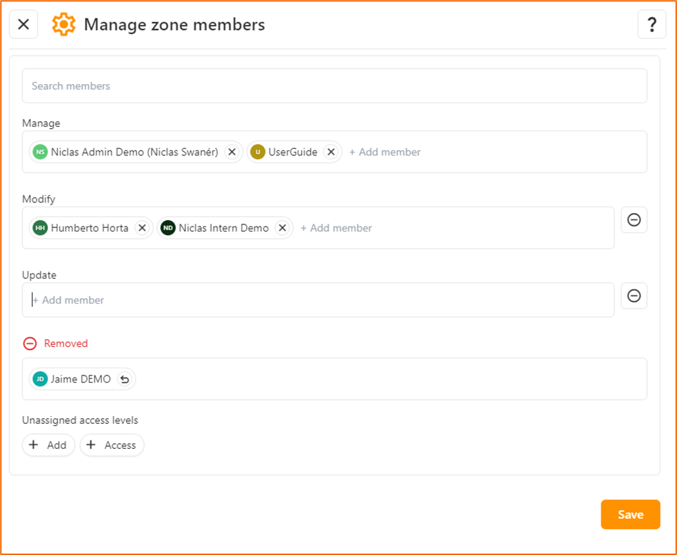 Remove zone member