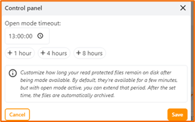 Open mode configuration