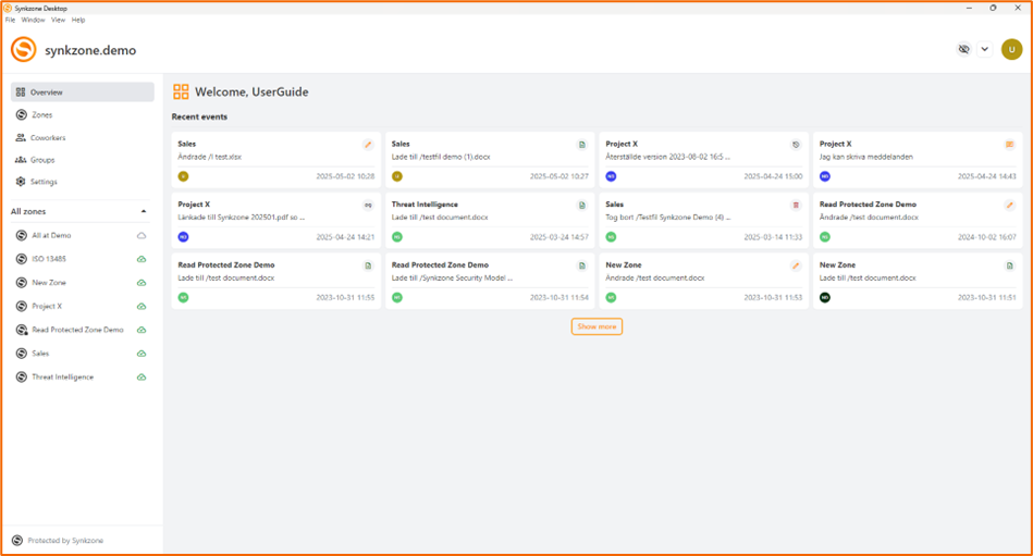Synkzone Desktop Overview