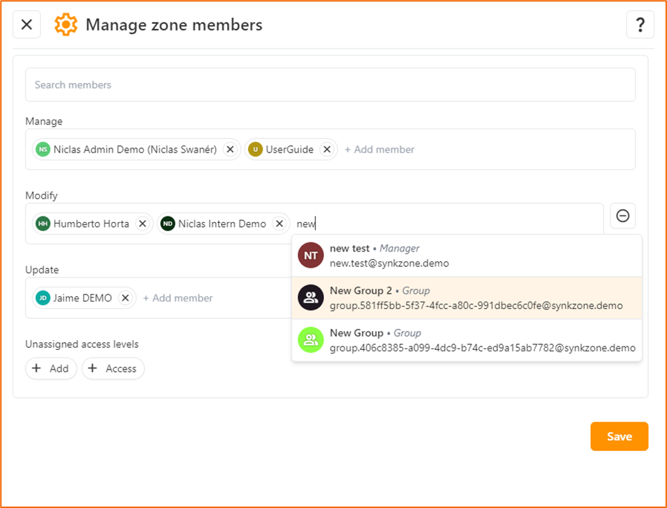 Add group as zone member